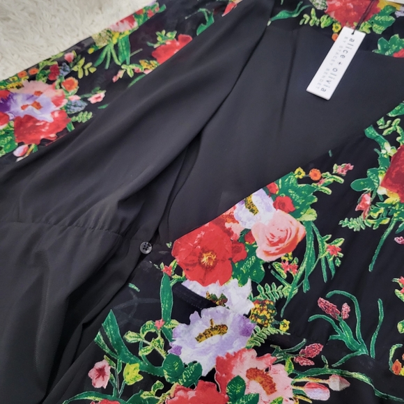 NWT Alice Olivia Abney Silk Floral Wrap Dress SZ 8 - Picture 9 of 15